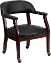 Black Vinyl Accent Chair with Casters