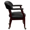 Black Vinyl Accent Chair with Casters-2
