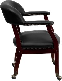 Black Vinyl Accent Chair with Casters-2