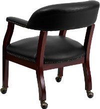 Black Vinyl Accent Chair with Casters-3