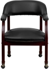 Black Vinyl Accent Chair with Casters-4