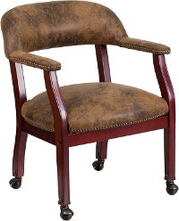 Vintage Brown Microfiber Accent Chair with Casters