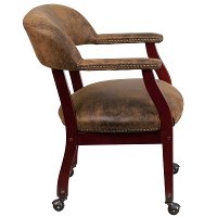 Vintage Brown Microfiber Accent Chair with Casters-2