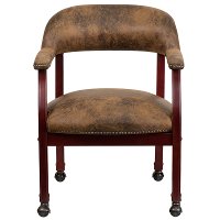 Vintage Brown Microfiber Accent Chair with Casters-4
