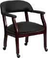 Black Leather Accent Chair with Casters