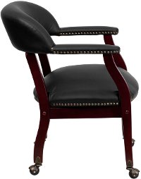 Black Leather Accent Chair with Casters-2
