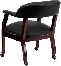 Black Leather Accent Chair with Casters-3