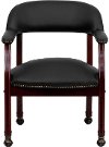 Black Leather Accent Chair with Casters-4