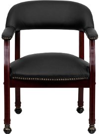 Black Leather Accent Chair with Casters-4