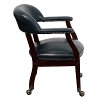 Navy Blue Vinyl Accent Chair with Casters-2