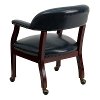Navy Blue Vinyl Accent Chair with Casters-3