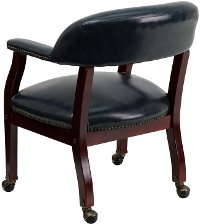 Navy Blue Vinyl Accent Chair with Casters-3