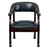 Navy Blue Vinyl Accent Chair with Casters-4