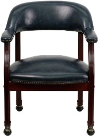 Navy Blue Vinyl Accent Chair with Casters-4