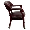 Burgundy Vinyl Accent Chair with Casters-2