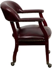 Burgundy Vinyl Accent Chair with Casters-2