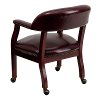 Burgundy Vinyl Accent Chair with Casters-3
