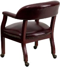 Burgundy Vinyl Accent Chair with Casters-3