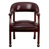 Burgundy Vinyl Accent Chair with Casters-4