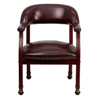Burgundy Vinyl Accent Chair with Casters-4