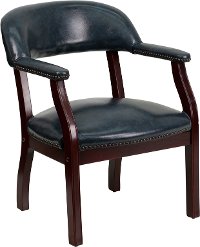 Sophisticated Blue Vinyl Accent Chair