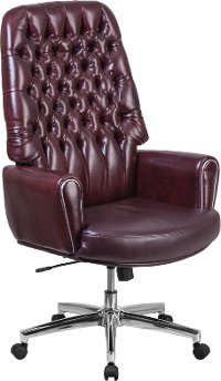 High Back Burgundy Leather Office Chair - Erico