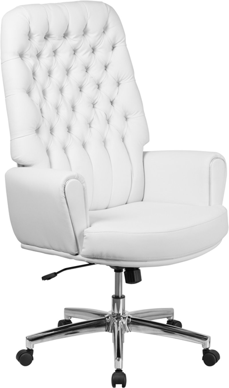 High Back White Leather Executive, Executive Leather Office Chairs