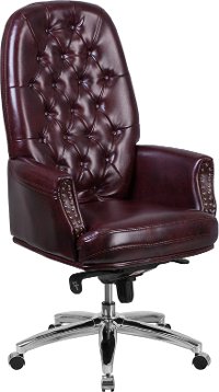 High Back Burgundy Leather Office Chair - Erico