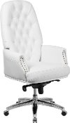 High Back White Leather Office Chair - Erico