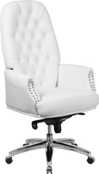 High Back White Leather Office Chair - Erico