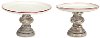 9 Inch White and Red Bowl on Pedestal