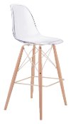 Transparent, Metal and Beech Wood Bar Stool - Shadow