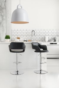 White Leatherette Bar Stool - Hyster