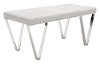 Modern White Faux Leatherette Bench with Steel Legs - Top