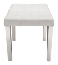 Modern White Faux Leatherette Bench with Steel Legs - Top-3