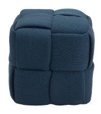 Navy Blue Stool Square Ottoman - Checks-2