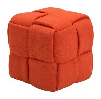Orange Stool Square Ottoman - Checks-2