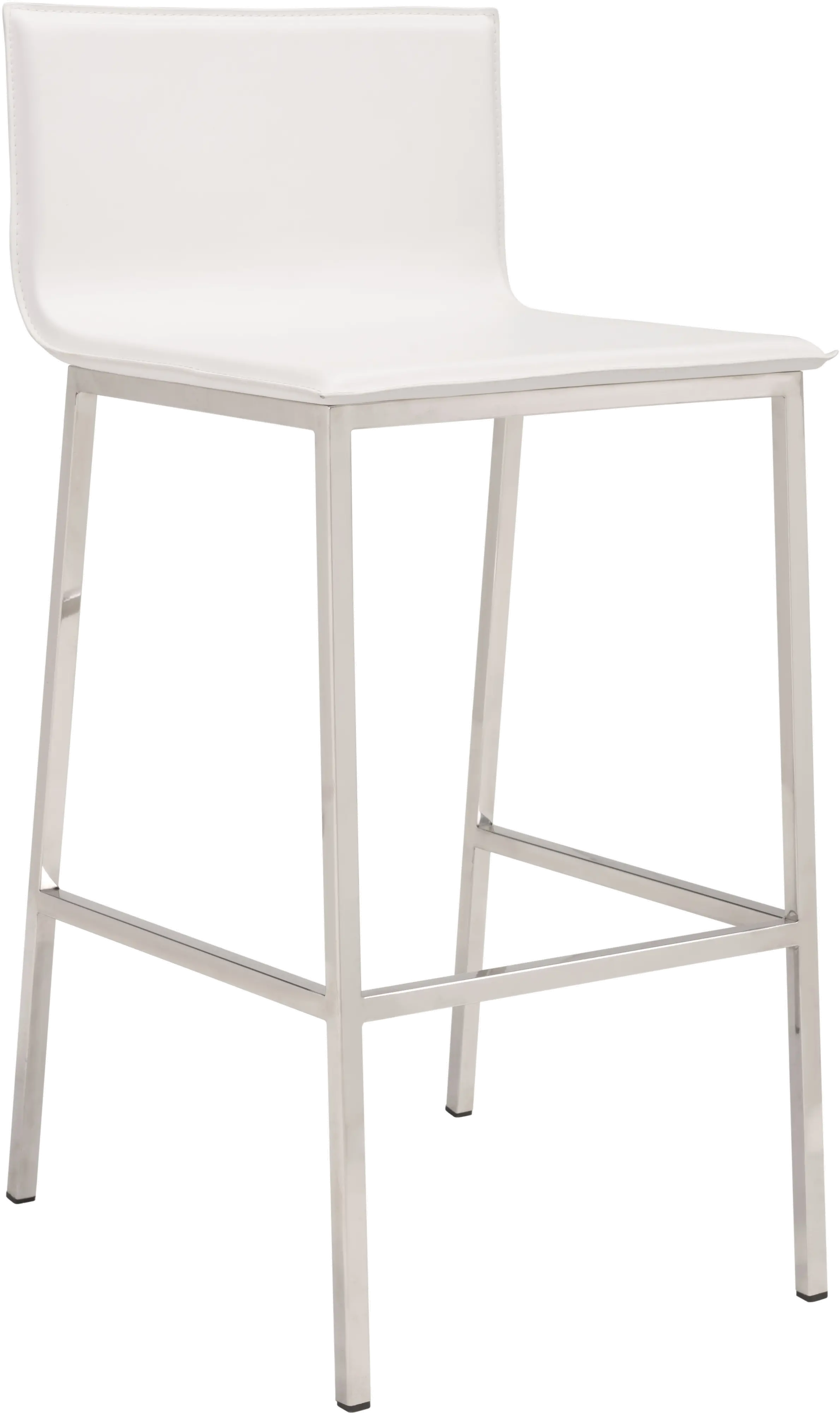 Set of 2 White Leatherette Bar Stools - Marina-1