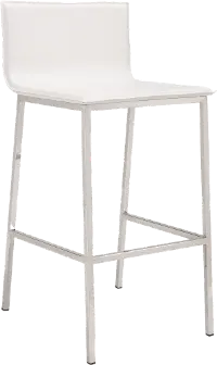 Set of 2 White Leatherette Bar Stools - Marina
