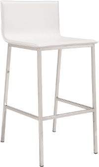White Leatherette Bar Stool - Marina