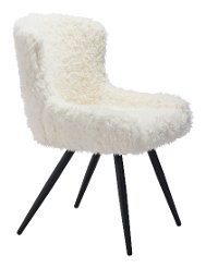 Sherpa Faux Fur Ivory Dining Room Chair - Coco C