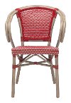 Set of 2 Red and White Outdoor Patio Dining Chairs - Paris