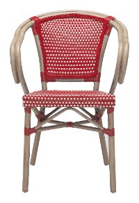 Set of 2 Red and White Outdoor Patio Dining Chairs - Paris