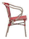 Set of 2 Red and White Outdoor Patio Dining Chairs - Paris-2
