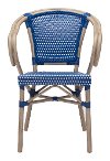 Set of 2 Blue and White Outdoor Patio Dining Chairs - Paris-1