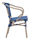 Set of 2 Blue and White Outdoor Patio Dining Chairs - Paris-3