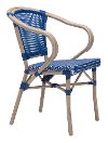 Set of 2 Blue and White Outdoor Patio Dining Chairs - Paris-4