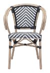 Set of 2 Black and White Outdoor Patio Dining Chairs - Paris