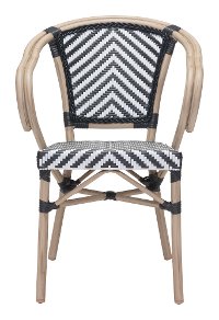 Set of 2 Black and White Outdoor Patio Dining Chairs - Paris