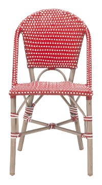 Set of 2 Red and White Outdoor Patio Chairs - Paris
